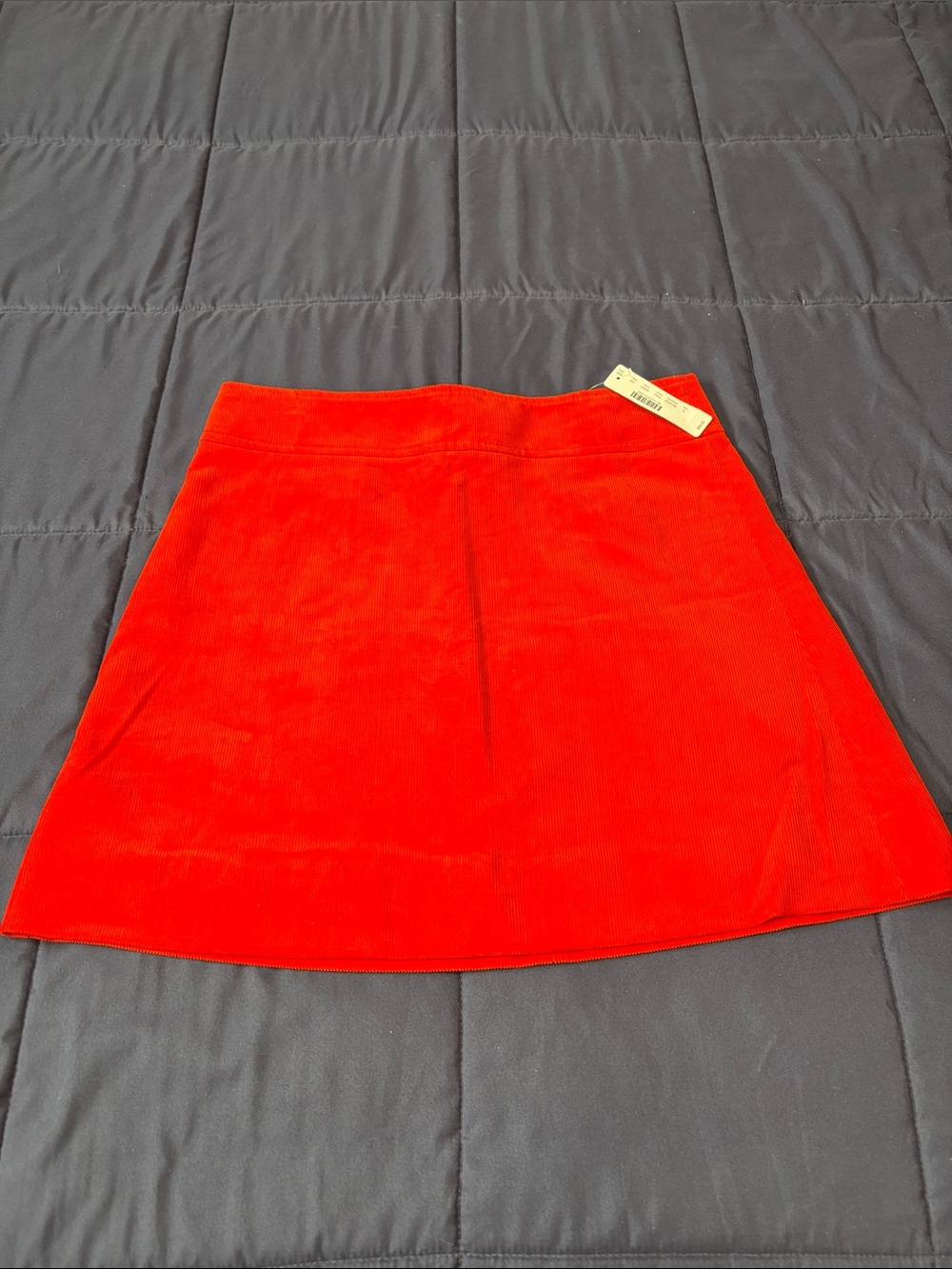 J. Crew Bright Red Corduroy A-Line Skirt women’s 6 lined zip/snap close NWT